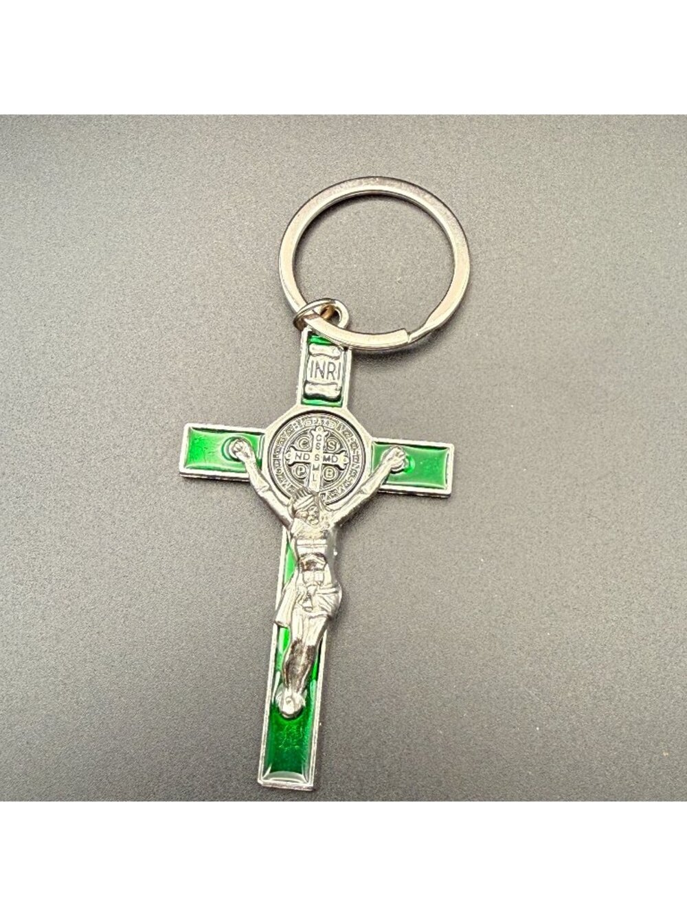Rome Italia Vatican Green Enamel Metal 3" Souvenir Keychain